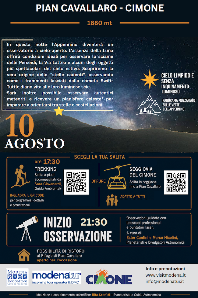 Modenatur Cimone 10 agosto meteore flyer